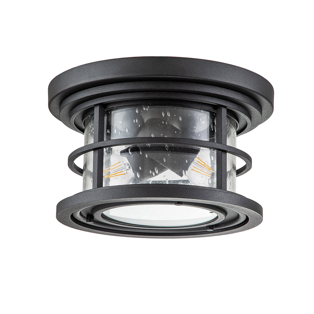 Lighthouse 2Lt Flush Mount – Textured Black Finish