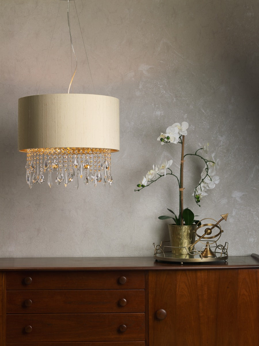 Lizard Pendant With Bespoke Shade And Crystal Droppers E27