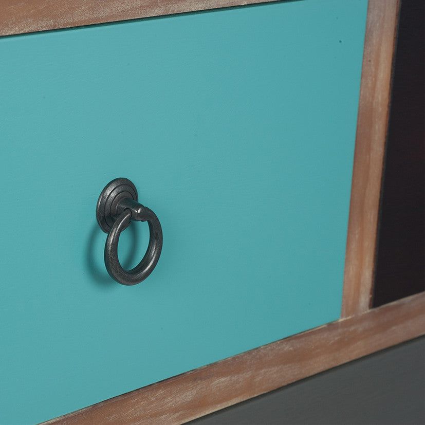 Loft Pine Wood 4 Drawer Unit - Multi Coloured Finish