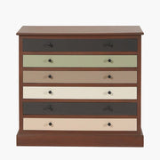 Loft Pine Wood 6 Drawer Unit - Sage Multi Coloured Finish