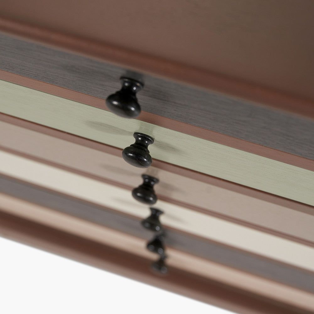 Loft Pine Wood 6 Drawer Unit - Sage Multi Coloured Finish