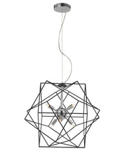 Logan 6/9lt Dimmable Pendant Centre Ceiling Light IP20, Chrome/Antique Iron Fitting