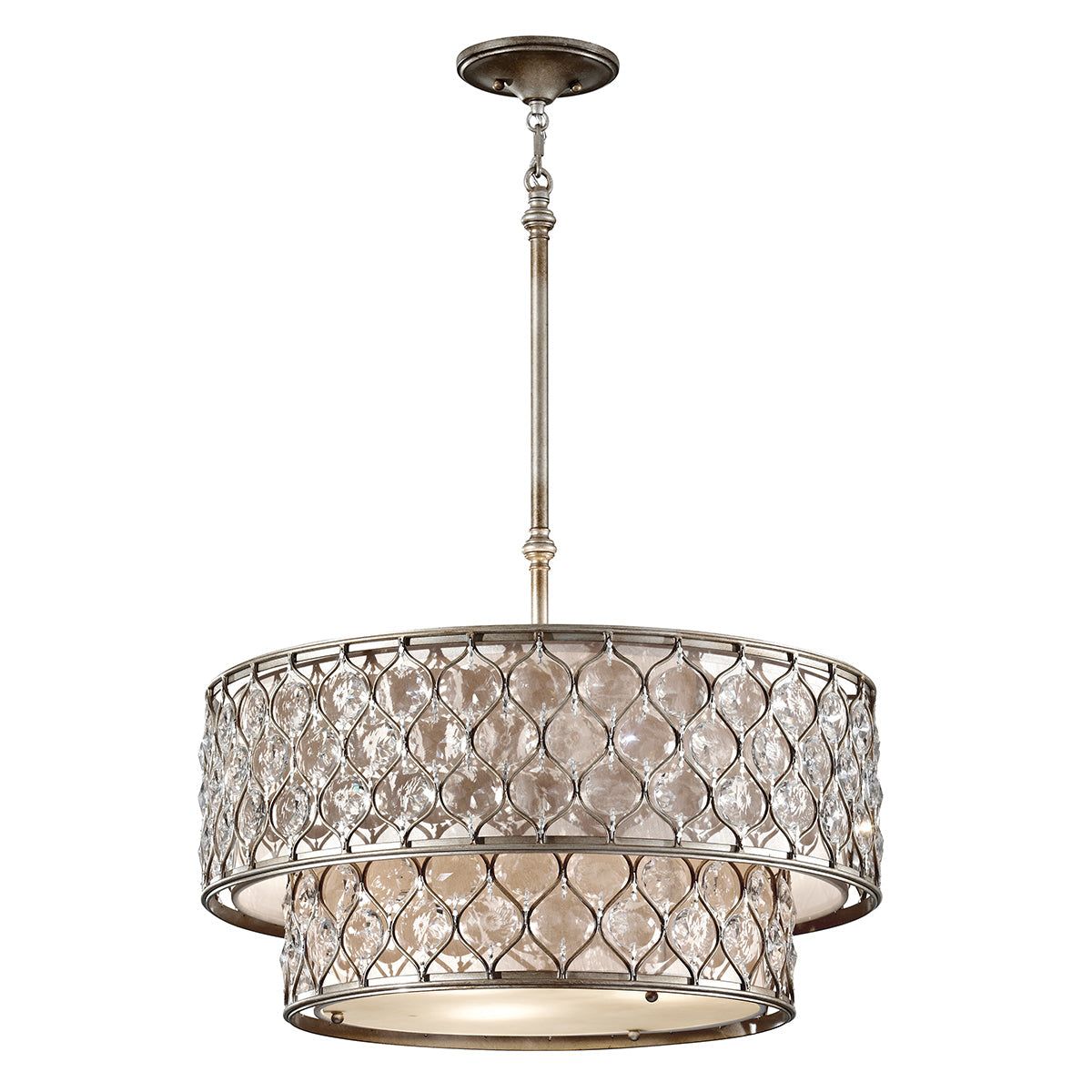 Lucia 6Lt Hanging Shade Ceiling Light - Burnished Silver Finish