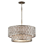 Lucia 6Lt Hanging Shade Ceiling Light - Burnished Silver Finish