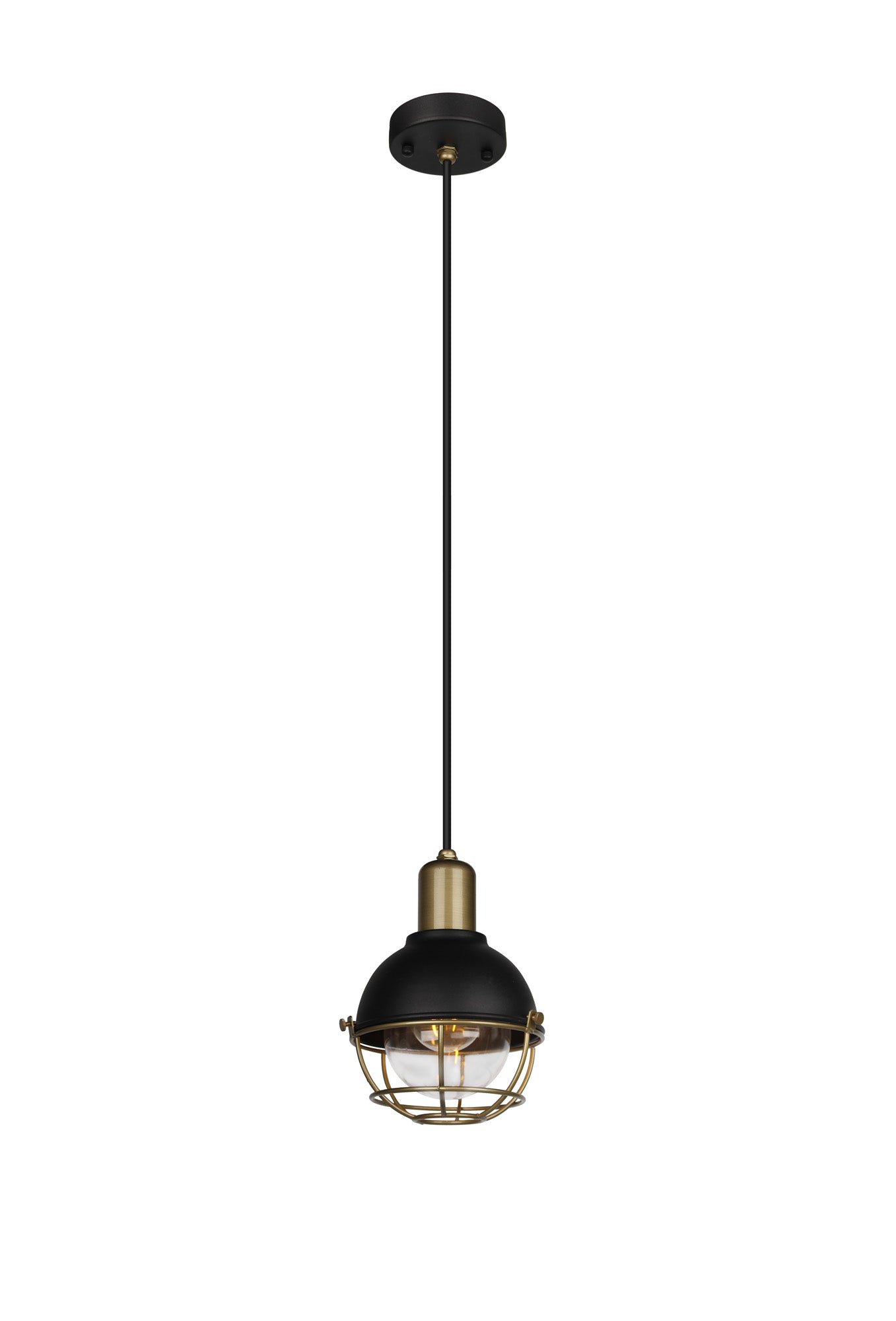 Lugo Outdoor Pendant - Sand Black & Antique Brass Finish