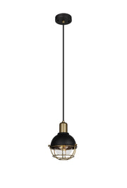 Lugo Outdoor Pendant - Sand Black & Antique Brass Finish
