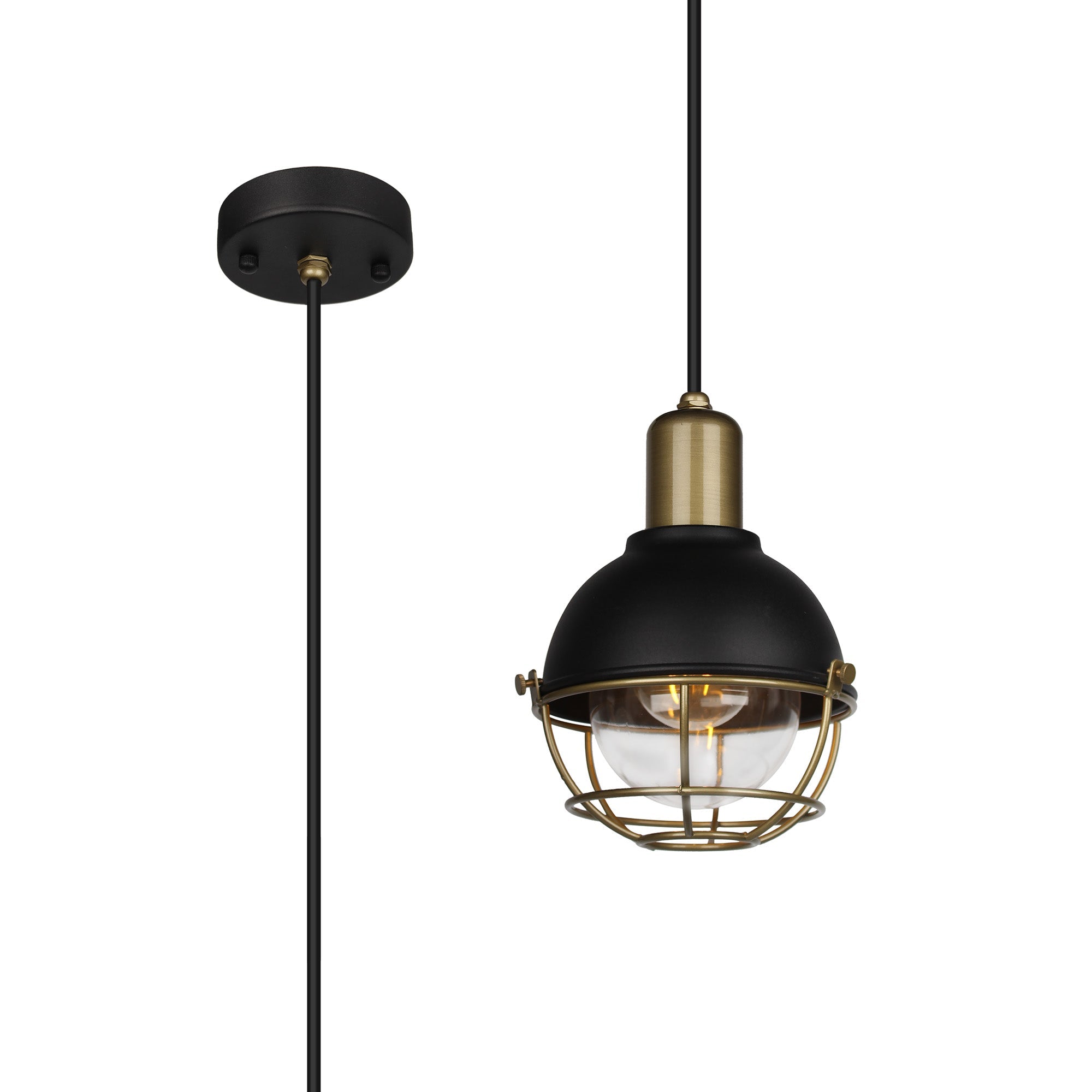 Lugo Outdoor Pendant - Sand Black & Antique Brass Finish