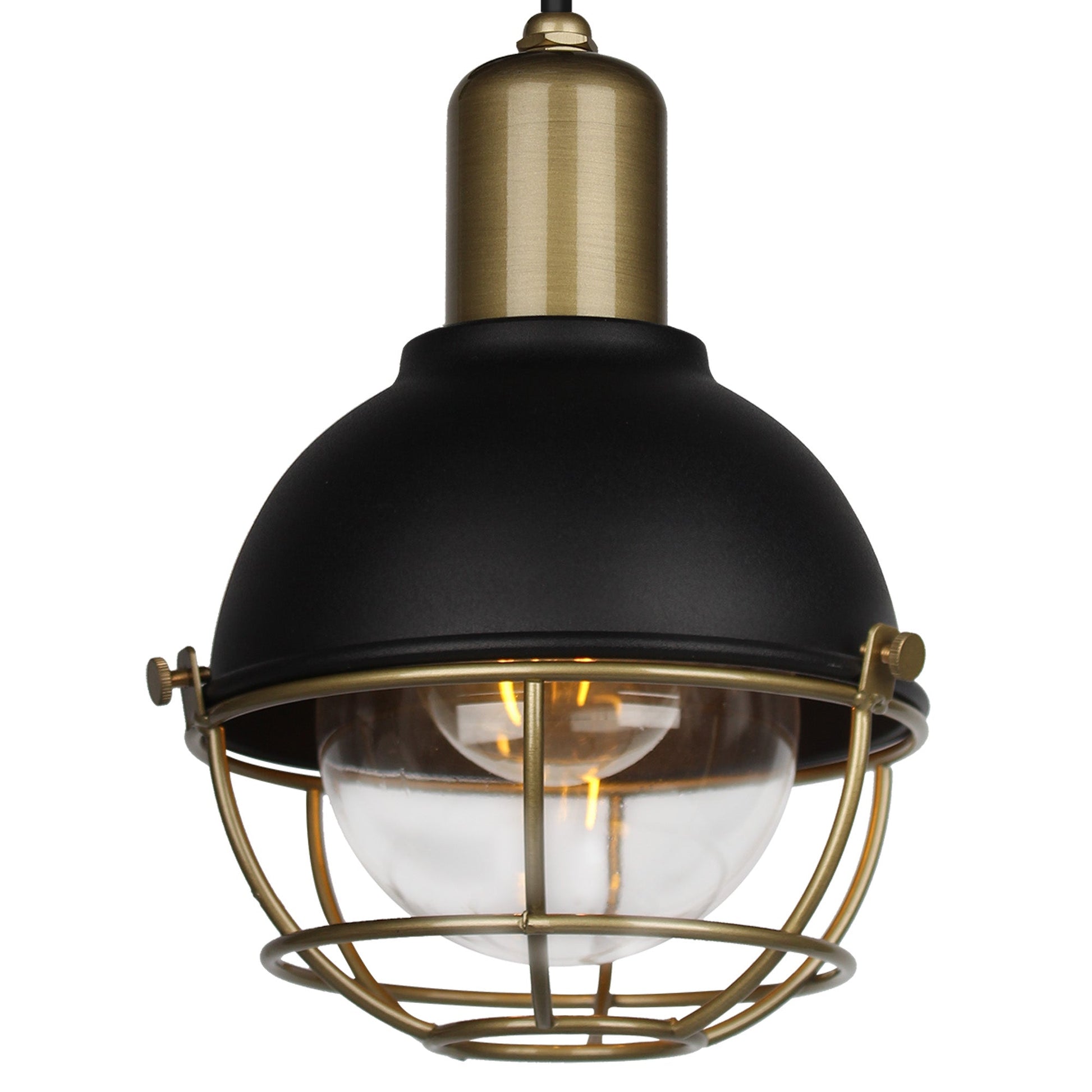 Lugo Outdoor Pendant - Sand Black & Antique Brass Finish