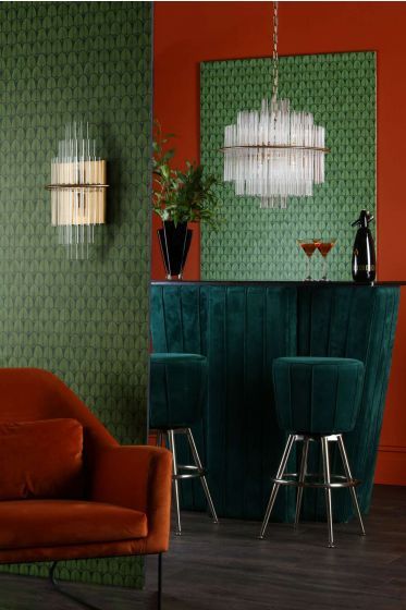 Lukas 2 Light Wall Light Polished Chrome Glass, Antique Gold Glass - Cusack Lighting