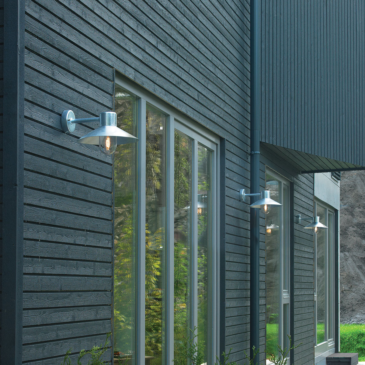 Lund 1 Light Wall Lantern - Black/Galvanised - Cusack Lighting