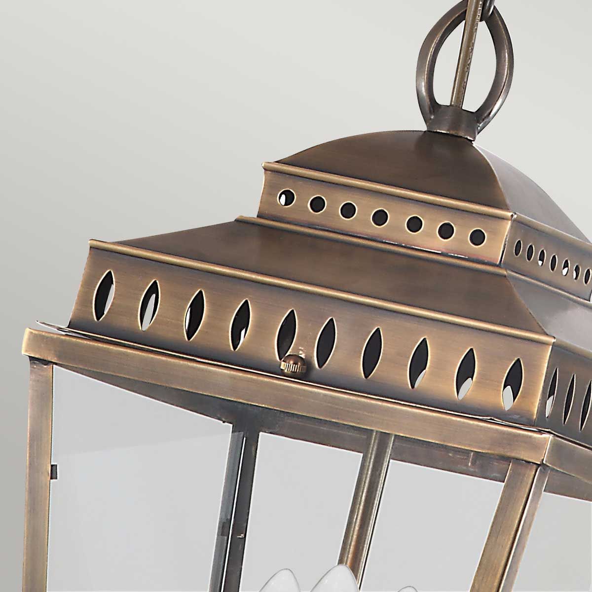 Mansion House 3 Light Chain Lantern - Aged Brass/Polished Nickel IP44 E14