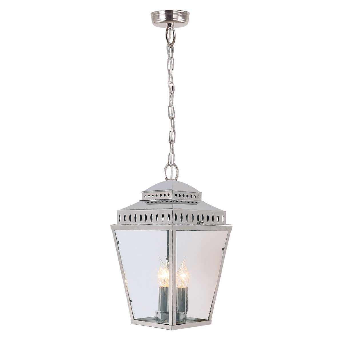 Mansion House 3 Light Chain Lantern - Aged Brass/Polished Nickel IP44 E14