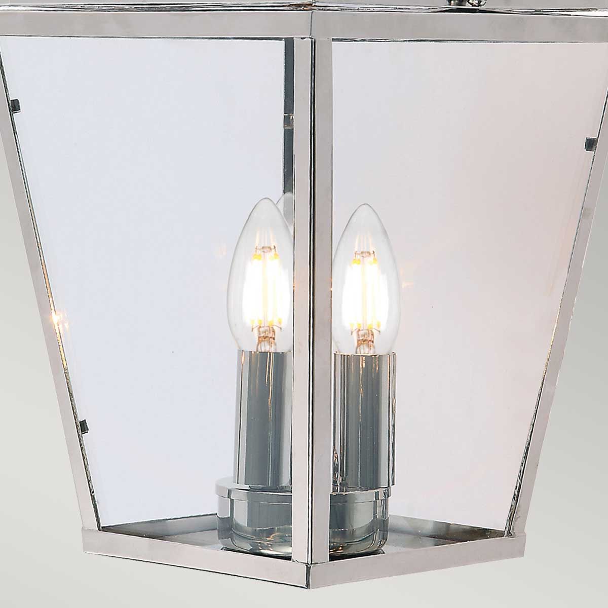 Mansion House 3 Light Chain Lantern - Aged Brass/Polished Nickel IP44 E14