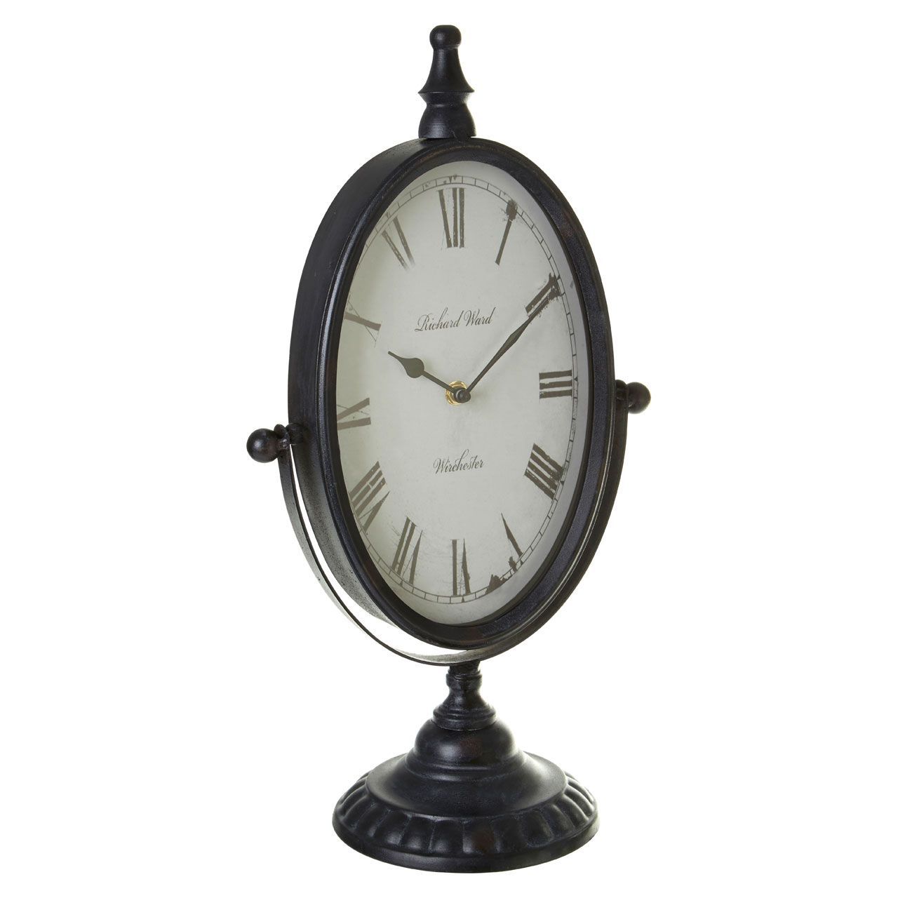 Mantel Oval Clock Antique Black Metal