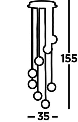 Marbles Led 8lt Multi - Drop - Chrome, Crushed Ice Shade IP20, Dimmable