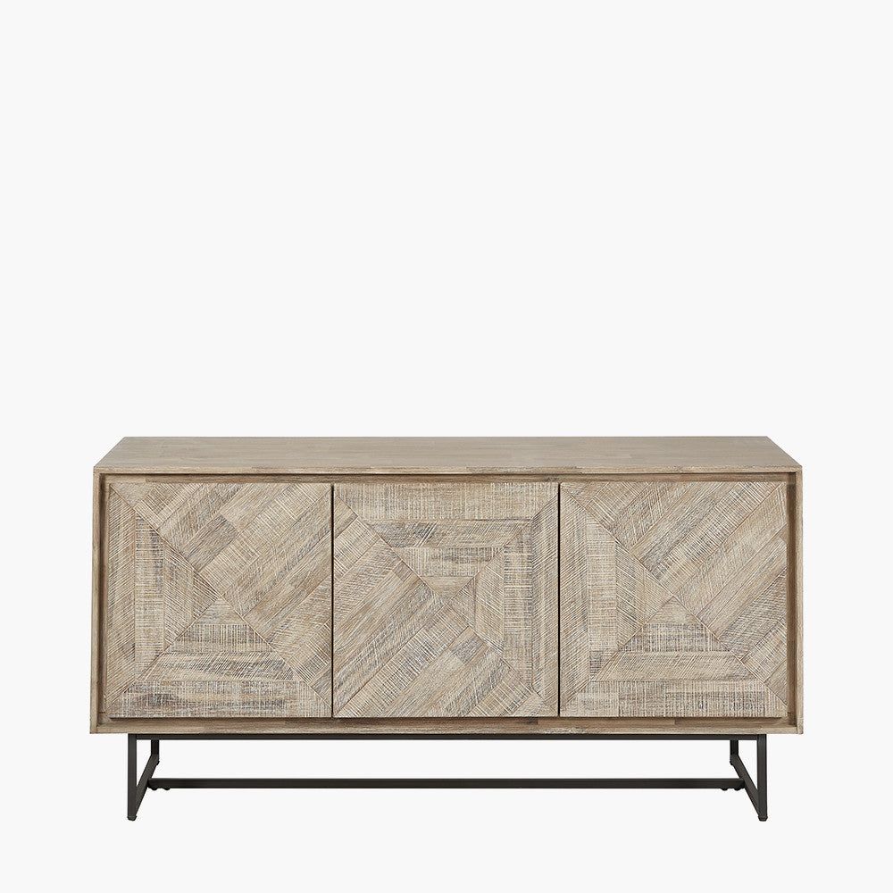 Marca Acacia Wood 3 Door Sideboard - Textured Wood Finish