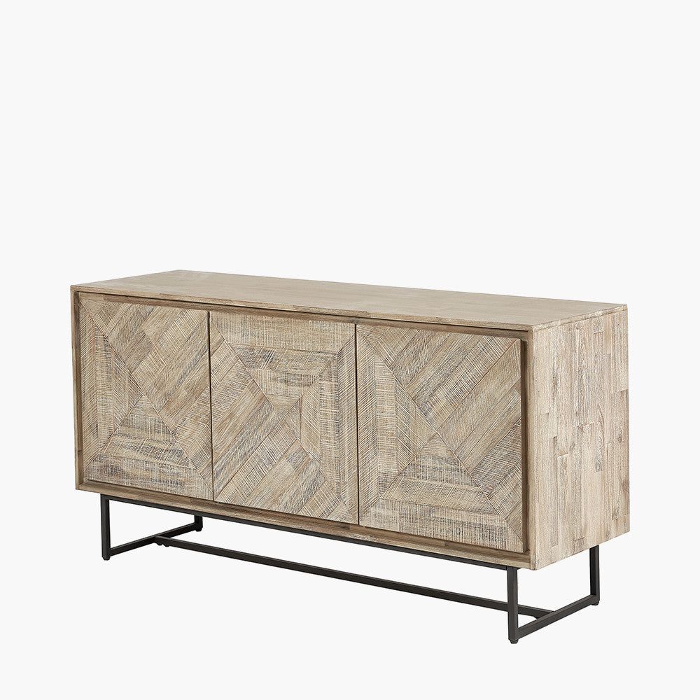 Marca Acacia Wood 3 Door Sideboard - Textured Wood Finish