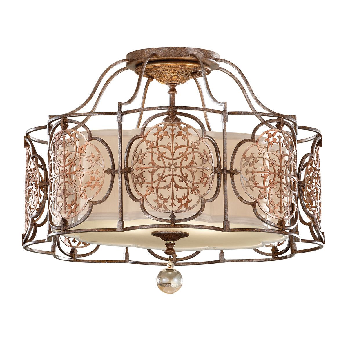 Marcella 3L Semi Flush Ceiling Light - British Bronze/Oxidized Bronze Finish