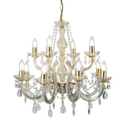 Marie Therese 12Lt Chandelier Ceiling Light - Polished Brass & Crystal Finish