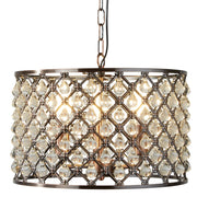 Marquise 3Lt Drum Crystal Ceiling Light - Antique Copper Metal & Glass