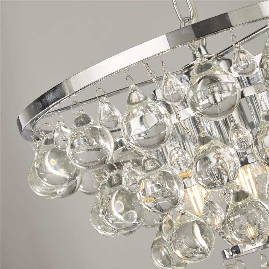 Michelle 4Lt Crystal Ceiling Light -  Chrome with Rain Drop Glass