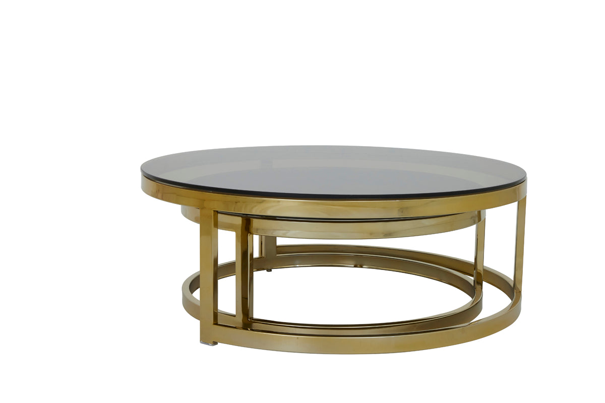 Milagro Coffee Table - Brown Glass & Light Gold Finish