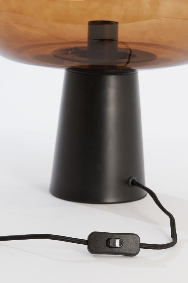 Misty Table Lamp Large - Brown Glass & Matt Black Finish