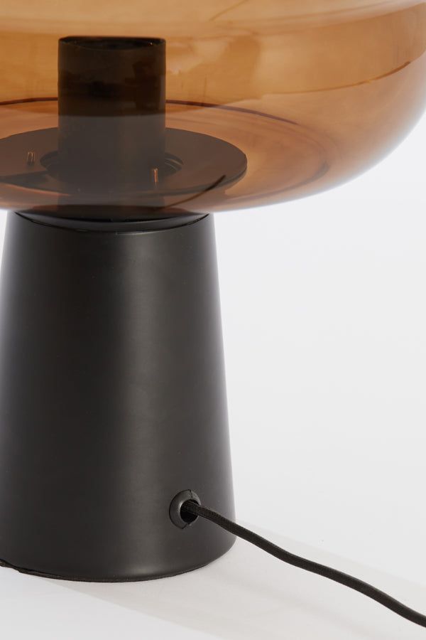 Misty Table Lamp Medium - Brown Glass & Matt Black Finish