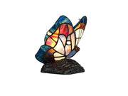 Mohill Tiffany Butterfly Table Lamp, 1 x E14, Black Base With Various Finishes  With Clear Crystal
