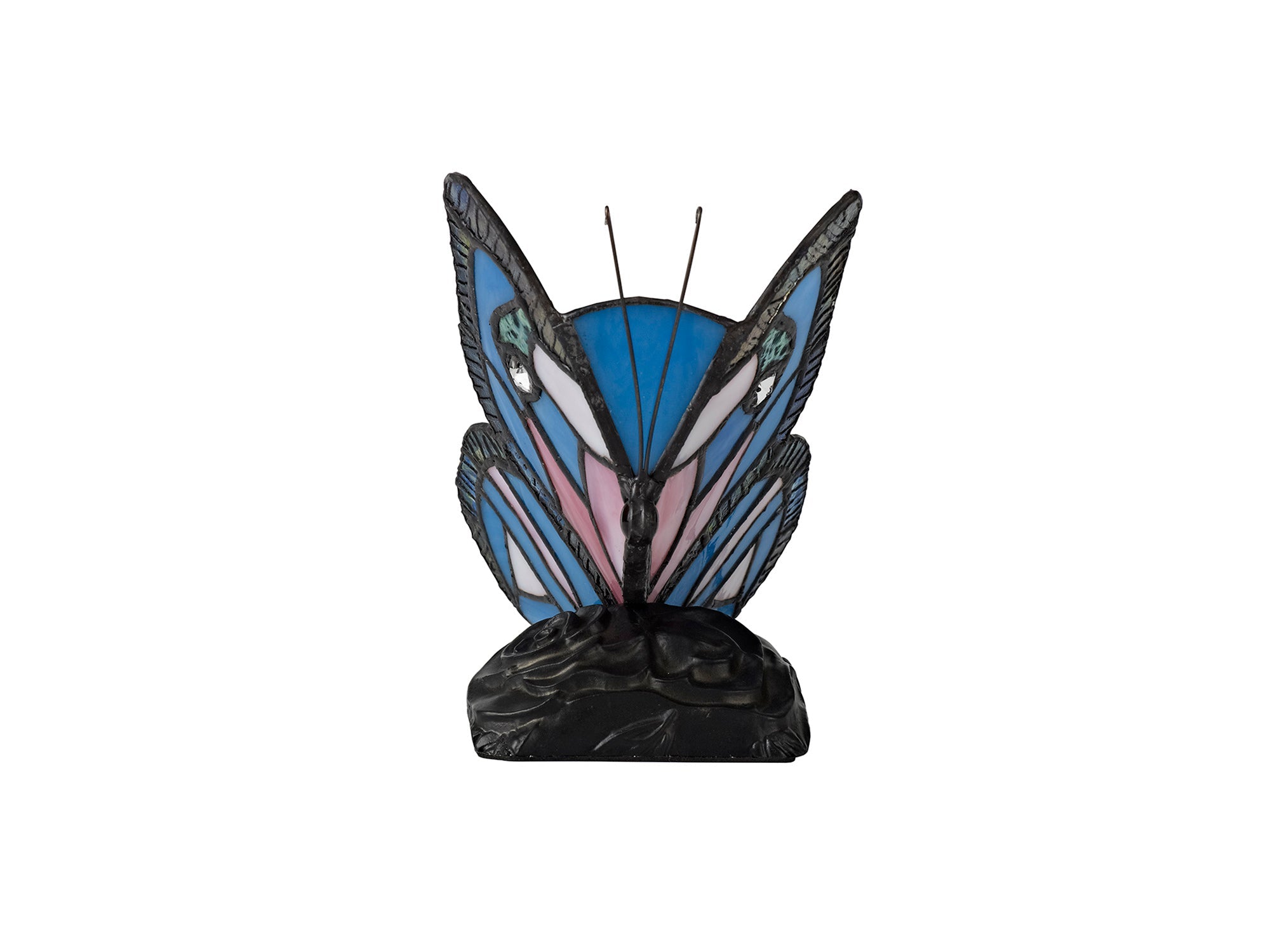 Mohill Tiffany Butterfly Table Lamp, 1 x E14, Black Base With Various Finishes  With Clear Crystal