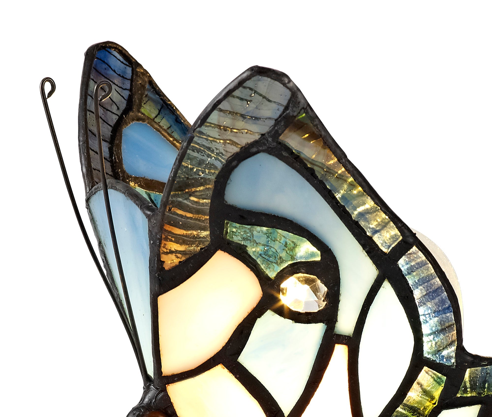Mohill Tiffany Butterfly Table Lamp, 1 x E14, Black Base With Various Finishes  With Clear Crystal