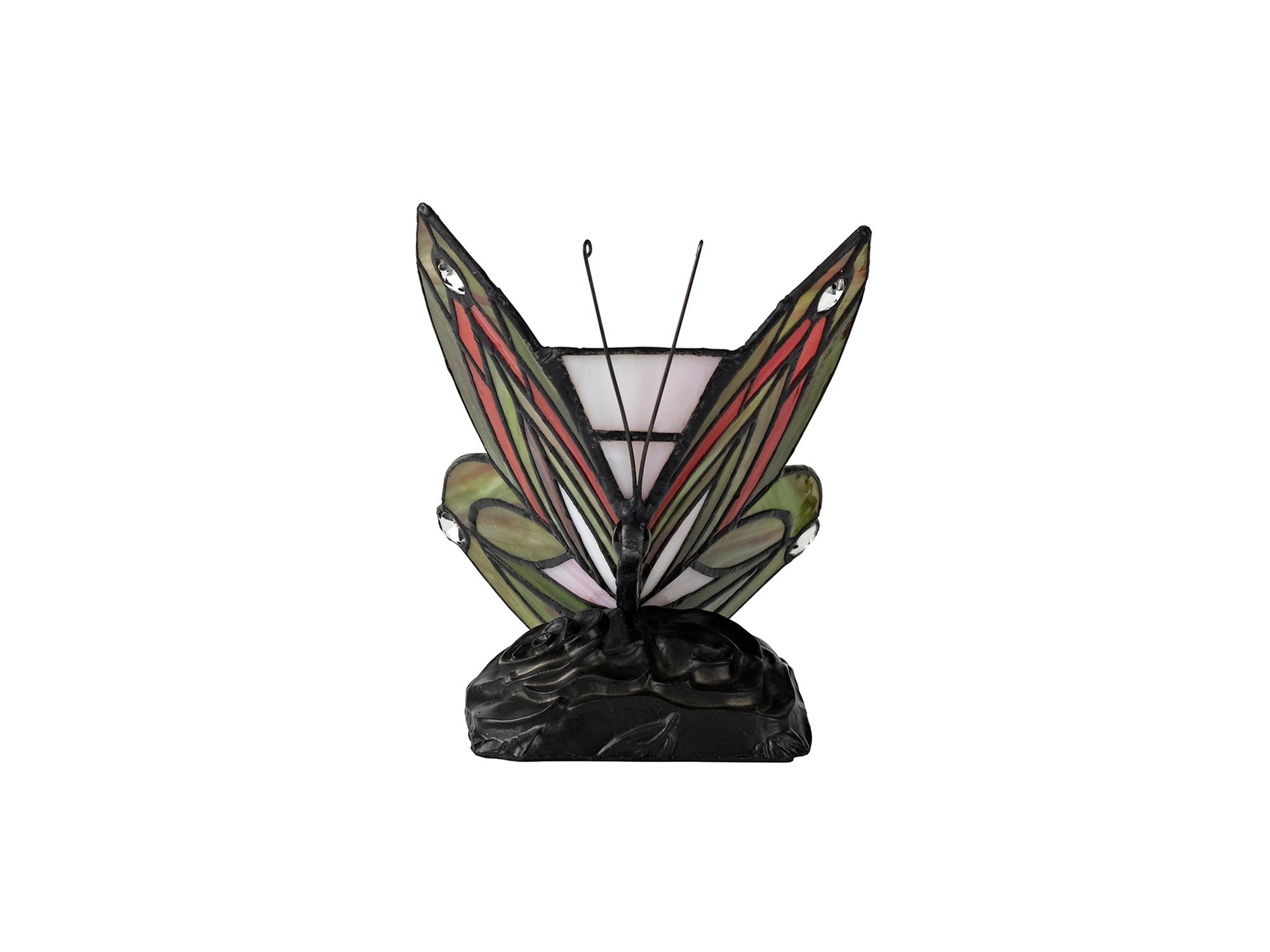 Mohill Tiffany Butterfly Table Lamp, 1 x E14, Black Base With Various Finishes  With Clear Crystal