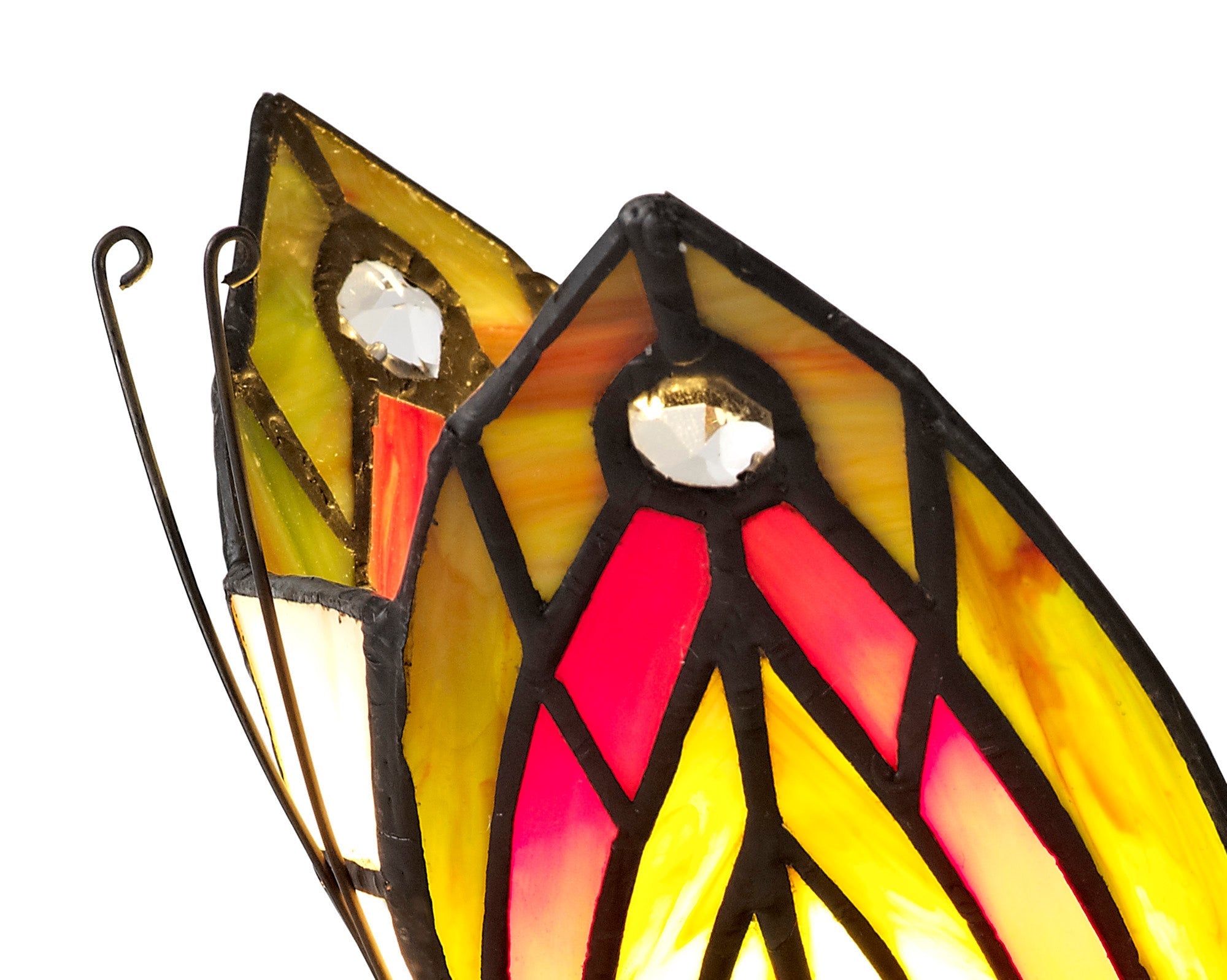 Mohill Tiffany Butterfly Table Lamp, 1 x E14, Black Base With Various Finishes  With Clear Crystal