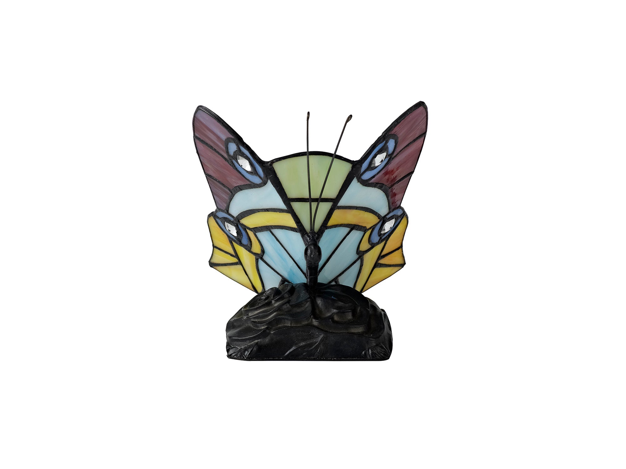 Mohill Tiffany Butterfly Table Lamp, 1 x E14, Black Base With Various Finishes  With Clear Crystal