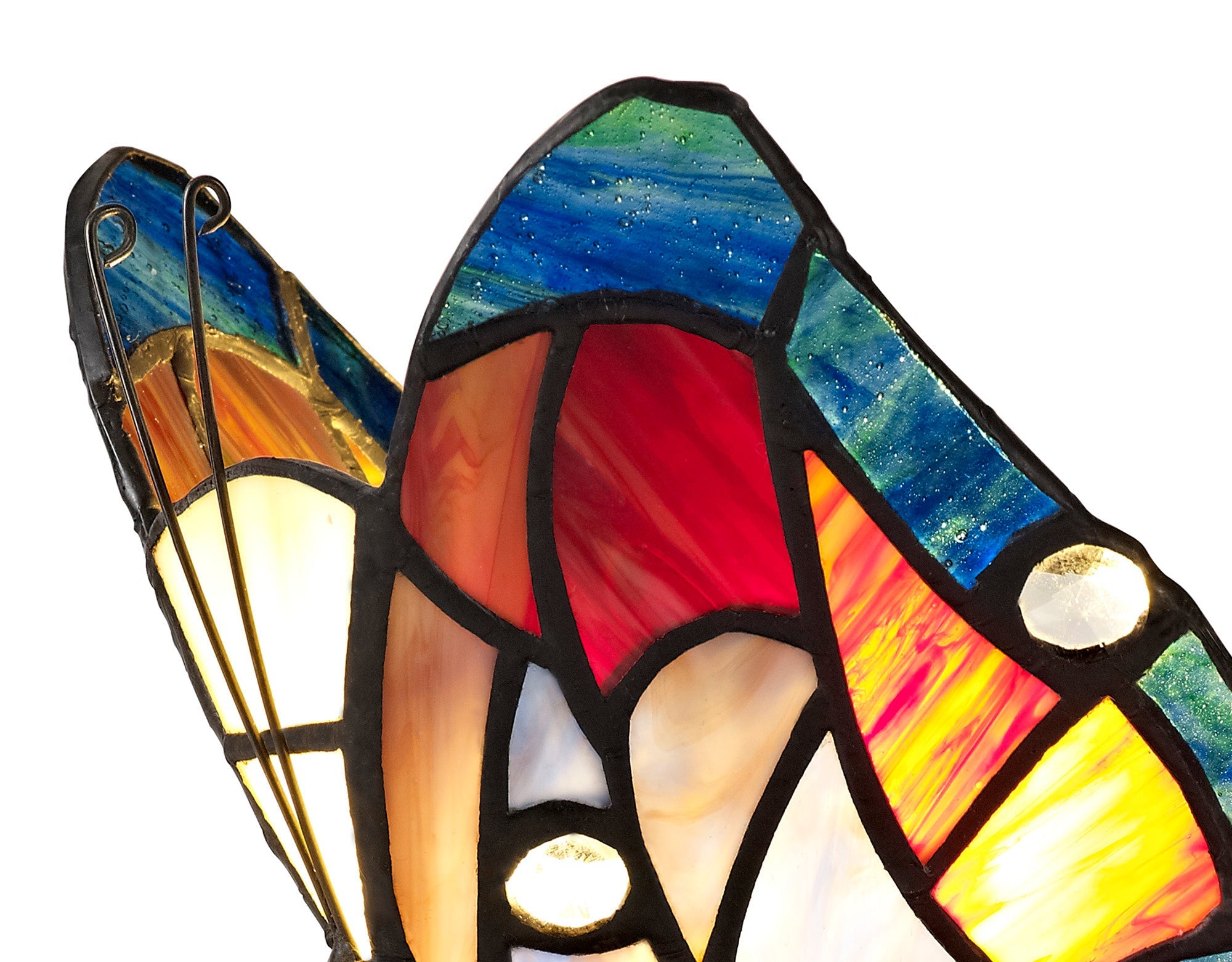 Mohill Tiffany Butterfly Table Lamp, 1 x E14, Black Base With Various Finishes  With Clear Crystal