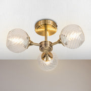 Mona 3Lt/5Lt Semi Flush- Antique Brass & Satin Chrome Finishes
