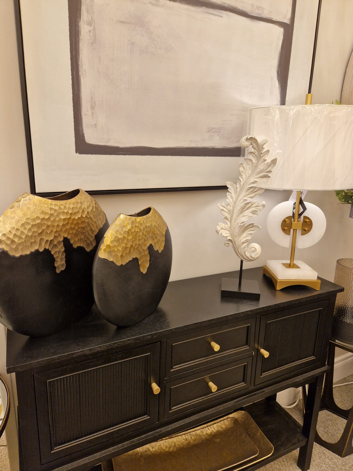 Mono Abstract Art Canvas - Cusack Lighting