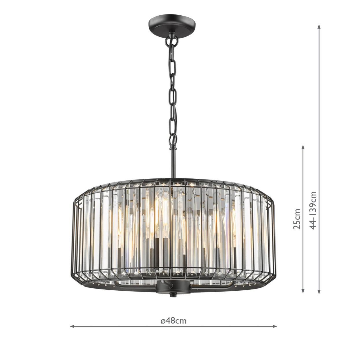 Naeva 4 Light Pendant Satin Black Crystal