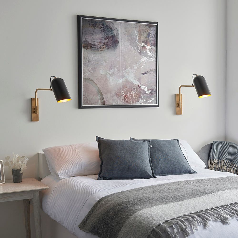 Navie Swing Arm Wall Light - Black & Brass Finish