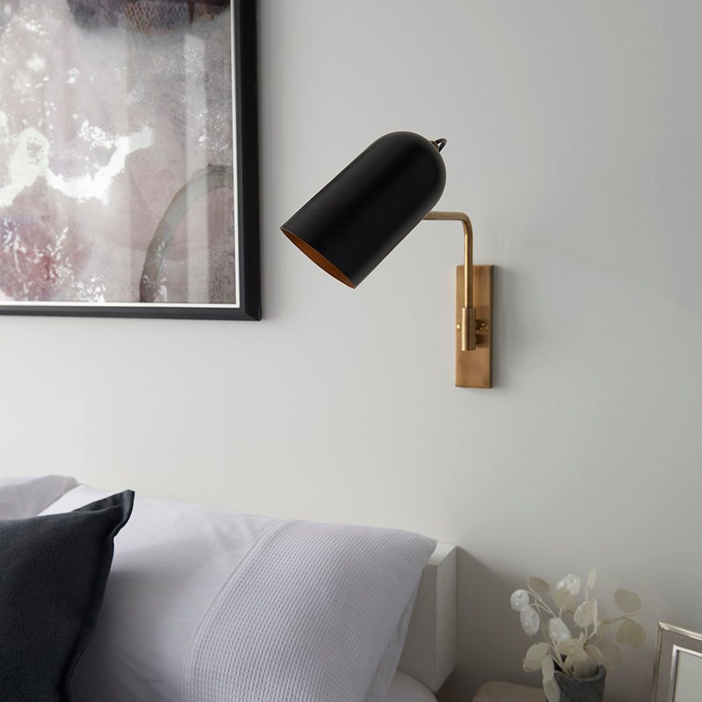 Navie Swing Arm Wall Light - Black & Brass Finish