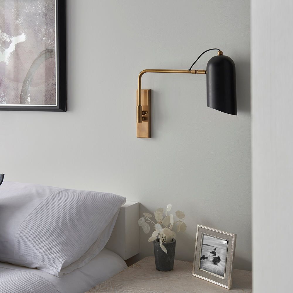 Navie Swing Arm Wall Light - Black & Brass Finish