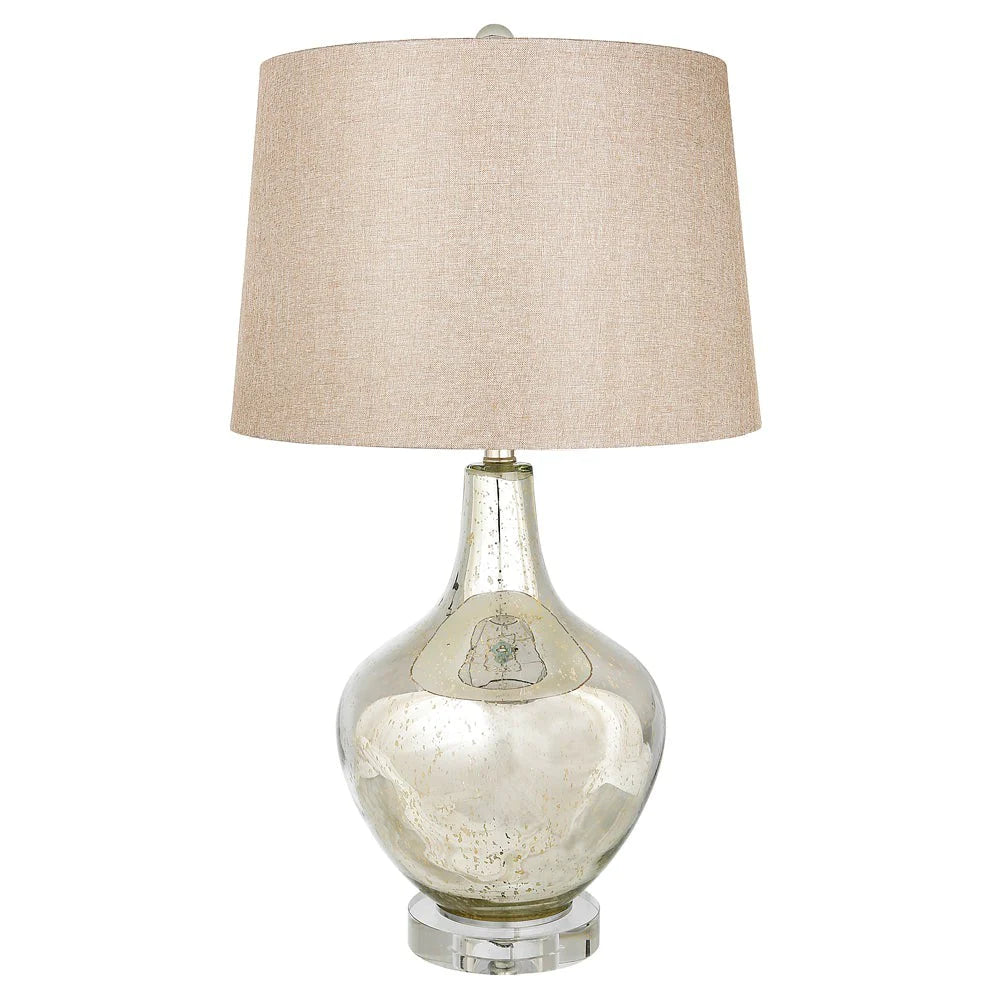 Neomi Lamp Set of 2 - Silver Crushed Mercury Glass & Beige Finish