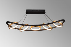 Nicki Linear Kitchen Table/Island Light, 5 Ring, 36W LED, 3200K, 2200lm, Satin Black  &  Gold, 3yrs Warranty