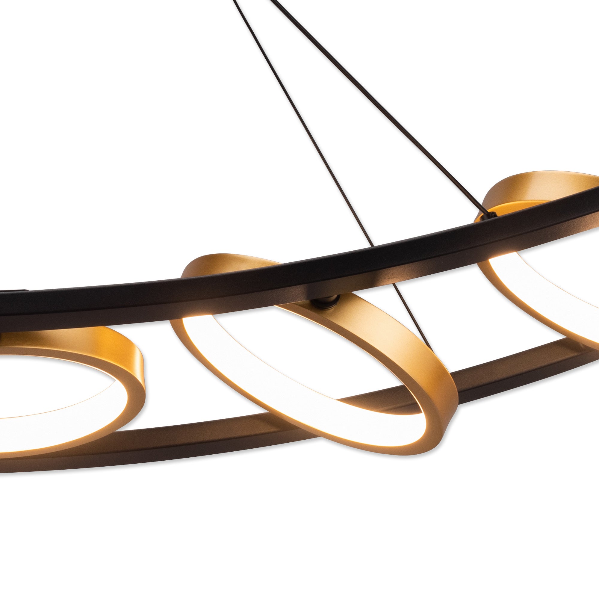 Nicki Linear Kitchen Table/Island Light, 5 Ring, 36W LED, 3200K, 2200lm, Satin Black  &  Gold, 3yrs Warranty