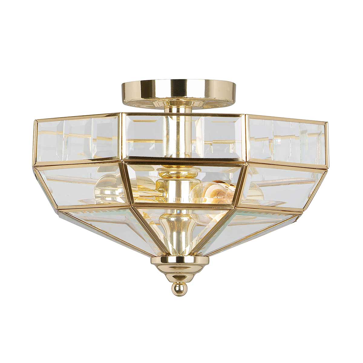 Old Park 2 Light Semi-Flush - Antique Brass/Polished Brass/ Polished Nickel E27