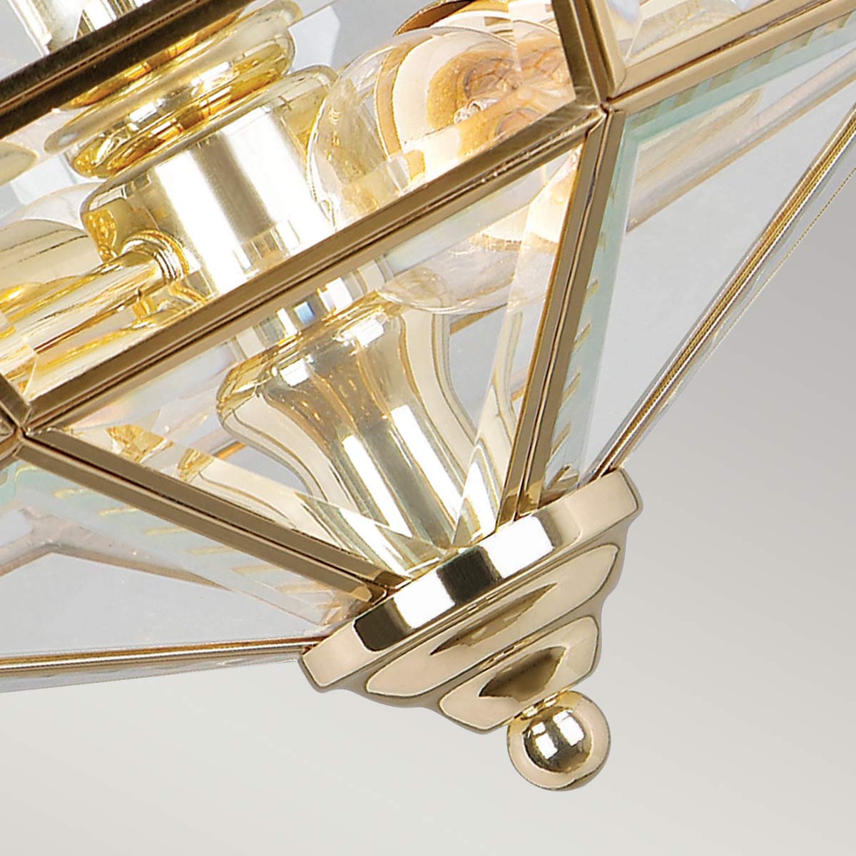 Old Park 2 Light Semi-Flush - Antique Brass/Polished Brass/ Polished Nickel E27