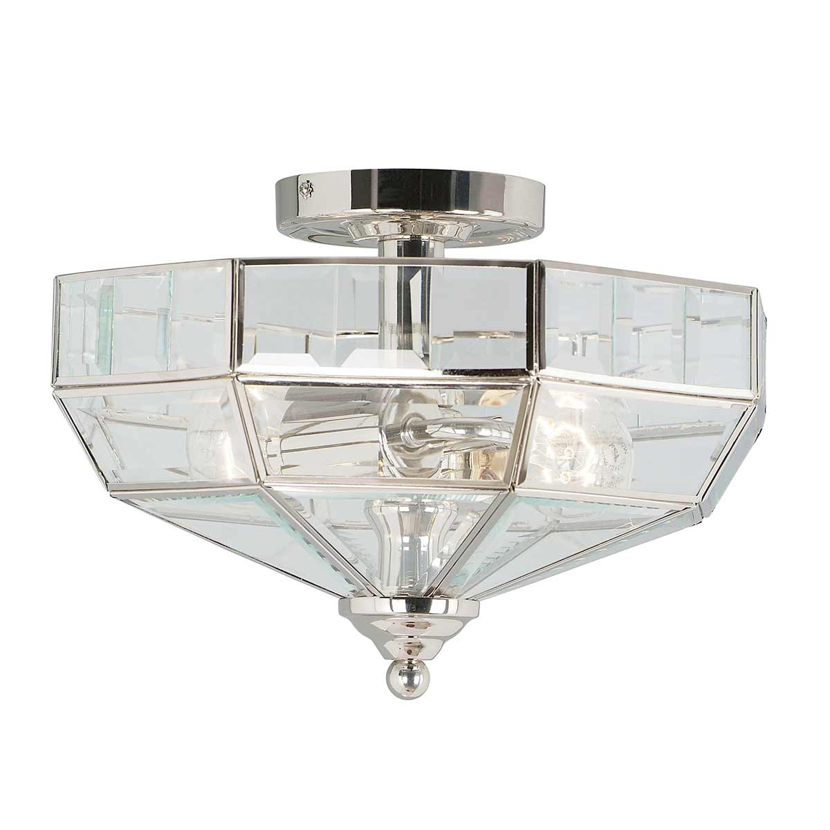 Old Park 2 Light Semi-Flush - Antique Brass/Polished Brass/ Polished Nickel E27