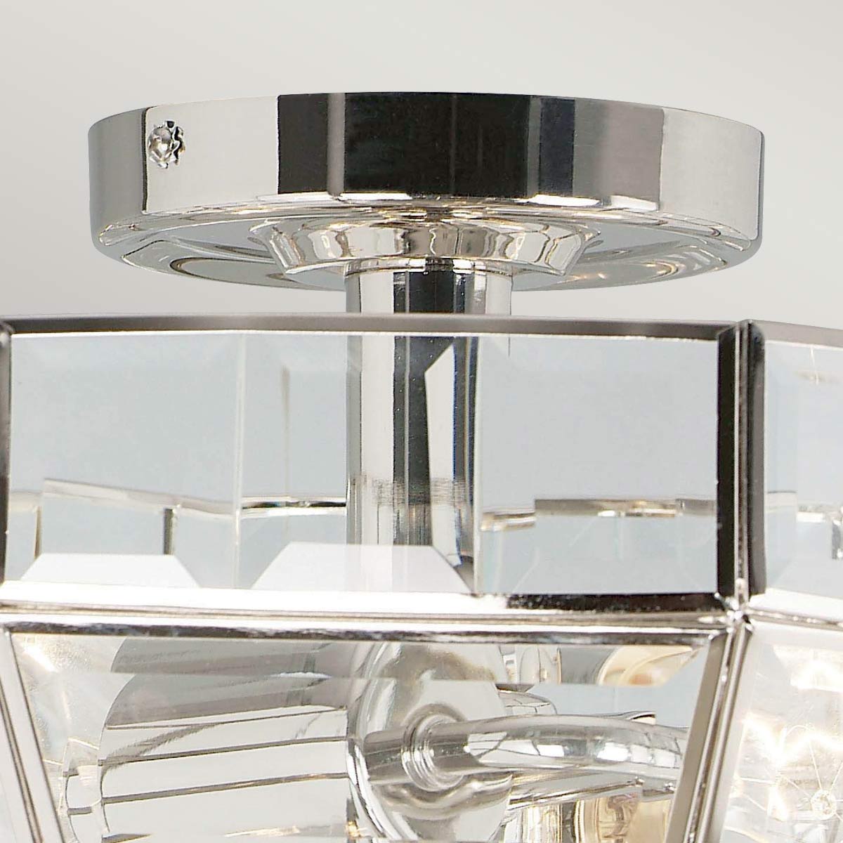 Old Park 2 Light Semi-Flush - Antique Brass/Polished Brass/ Polished Nickel E27