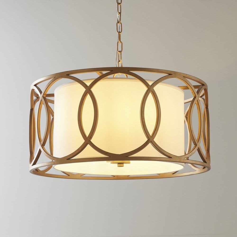 Olympus 4Lt Pendant, Brushed Gold - Cusack Lighting