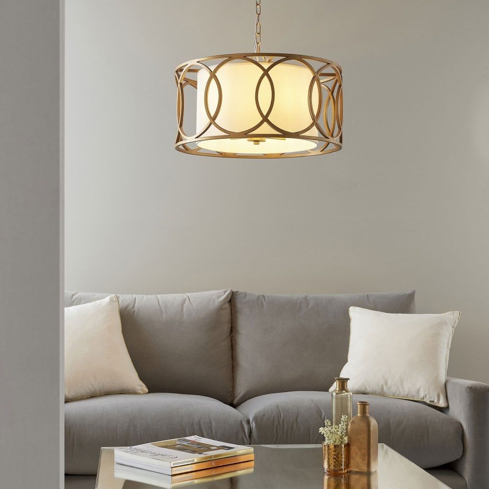 Olympus 4Lt Pendant, Brushed Gold - Cusack Lighting